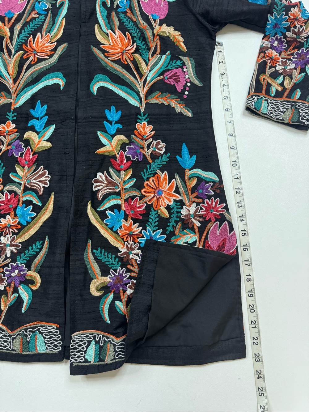ANU 100% Silk Embroidered Open-Front Floral Jacket Womens Small - Picture 9 of 12